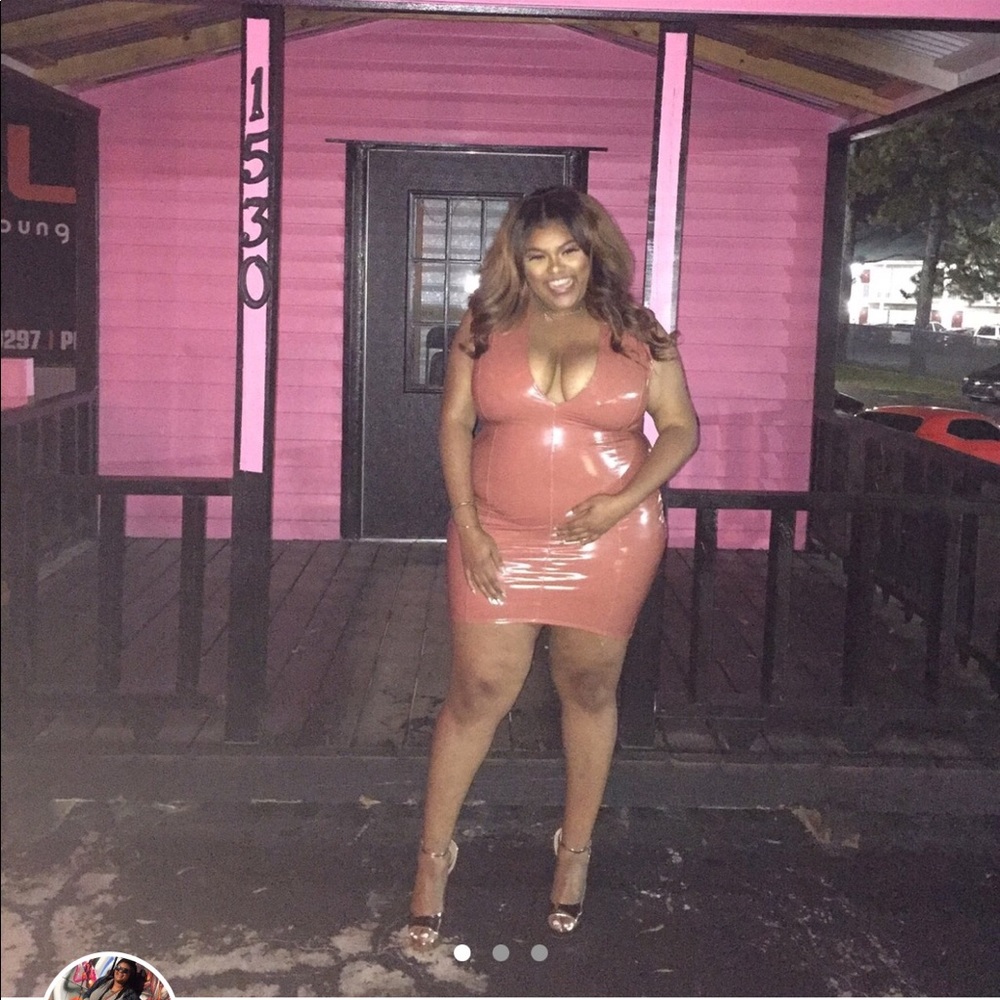 Mauve latex plunge dress